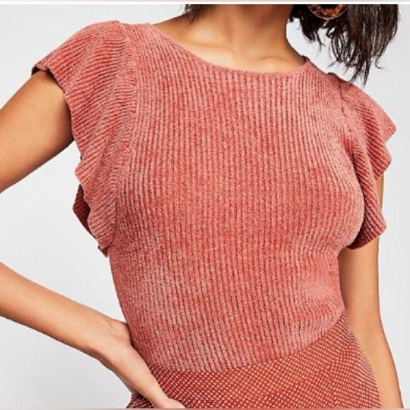Free People- Nikita Ruffle Sleeved Top: Rosie - Like New - Size: Small - Picture 2 of 7